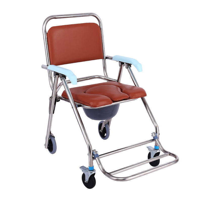 Toilet chair for the elderly on wheels, toilet chair for paralyzed patients, foldable portable toilet seat, bath chair