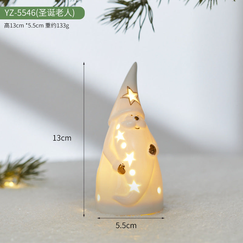 Christmas Ceramic Luminous Christmas Tree Cottage Tabletop Home Ceramic Ornaments Scene Arrangement Props Christmas Gifts