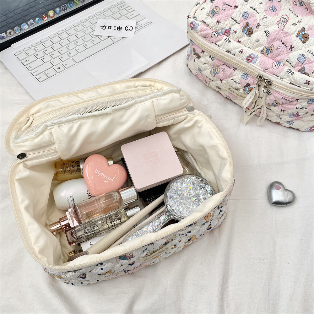 54131 [Copyright] Cosmetic bag female cartoon cute portable large capacity travel item storage bag handbag