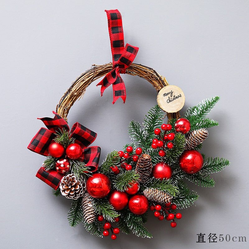 Cross-border Christmas decoration Christmas tree wreath rattan horn door hanging wall hanging hotel mall pendant wreath