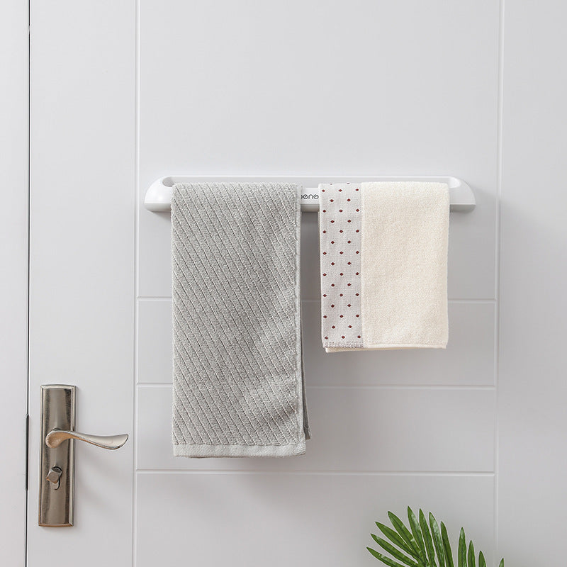 Towel rack free punch toilet bathroom suction cup hanger bath towel shelf Nordic simple creative single towel bar