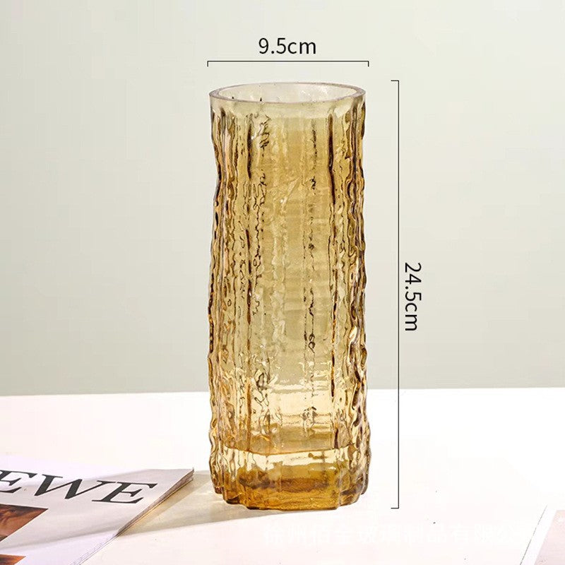 ins style Internet celebrity frozen vase glacier vase glass transparent flower arrangement rose flower living room table ornament bottle