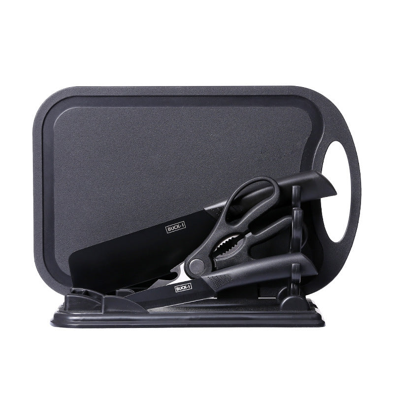 Black steel cutting kitchen knife household kitchen tools kitchen knife cutting board black steel knife fruit knife complementary food dormitory cutting board combination