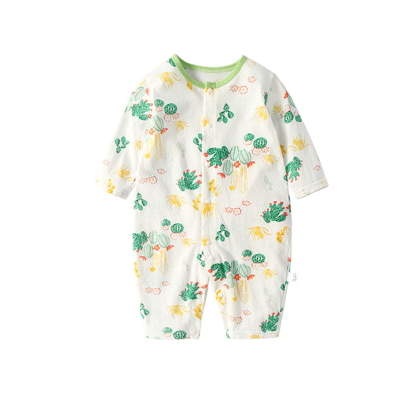 Summer thin baby onesies, newborn long sleeve air-conditioned clothes, children's climbing clothes, Hayi baby pajamas wholesale