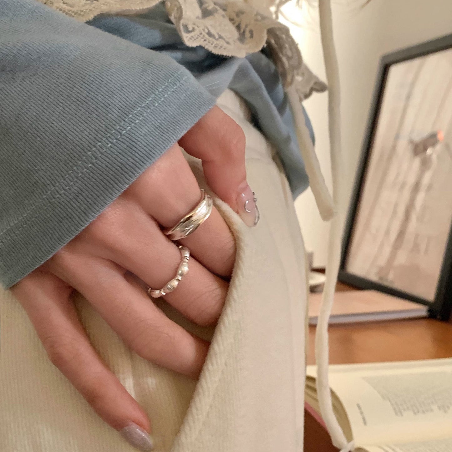 South Korea's new plain ring women's niche ins high-end sense opening adjustable ring wholesale foreign trade cross-border ring