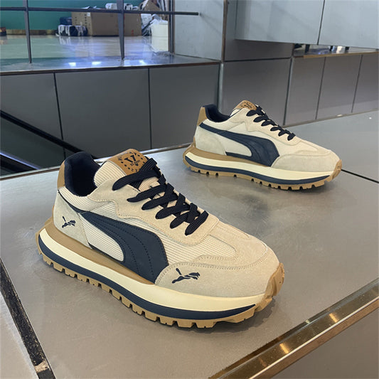 Men's shoes spring 2025 new platform mesh breathable lightweight soft sole fashion daddy shoes casual sneakers