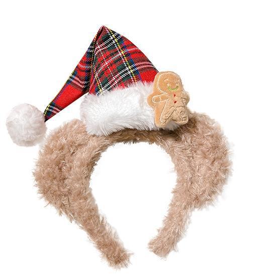 Christmas headbands Daffy bear hat plaid headbands red cartoon wholesale christmas dress up headwear plush hair bundles