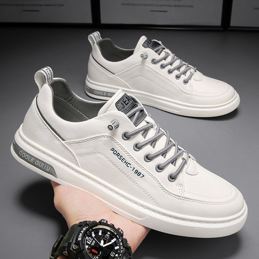 Men's Shoes 2024 New Spring Men's Casual Leather Shoes Korean Trendy Versatile Sneakers Men's Small Whiteboard Shoes