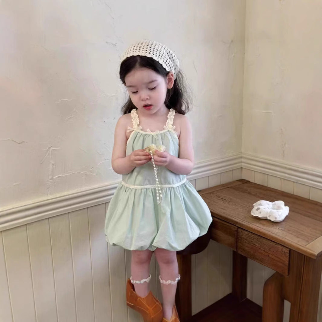 Girls Dress Summer 2025 New Little Girl Foreign Flower Bud Dress Summer Dress Baby Cotton Vest Skirt
