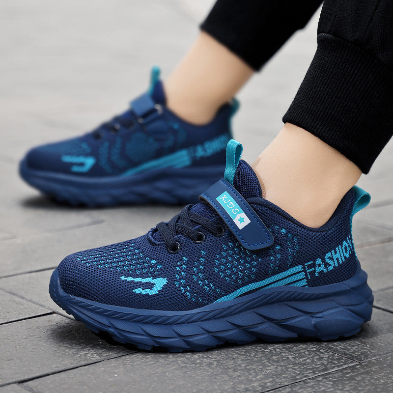 Manufacturers supply boys' sports shoes 2025 new flying knitting lightweight cross-border leisure running shoes for middle and university children and students