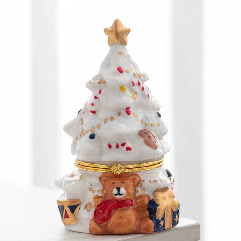 Ceramic Bear Christmas Tree Jewelry Box Ceramic Christmas Tree Scented Candle Creative Birthday Gift Christmas Gift