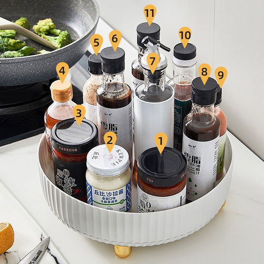Rotating spice shelves, kitchen seasonings, storage boxes, supplies, household utensils, ware, storage shelves, countertops