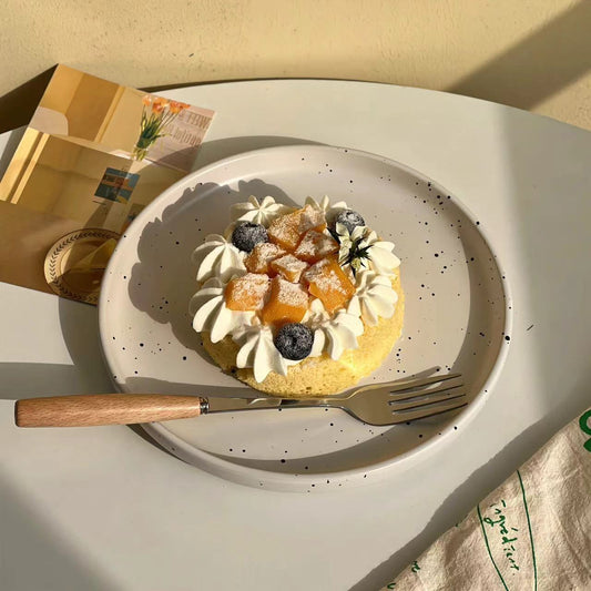 Korean ins splashed ink ceramic plate Western steak plate vintage niche restaurant cake dessert plate home dish plate