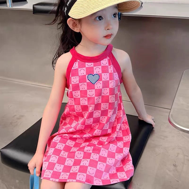 Summer new girls' ice silk sundresses, girls' princess skirts, middle and big children's dresses, women's treasure nightdresses, one piece of hair
