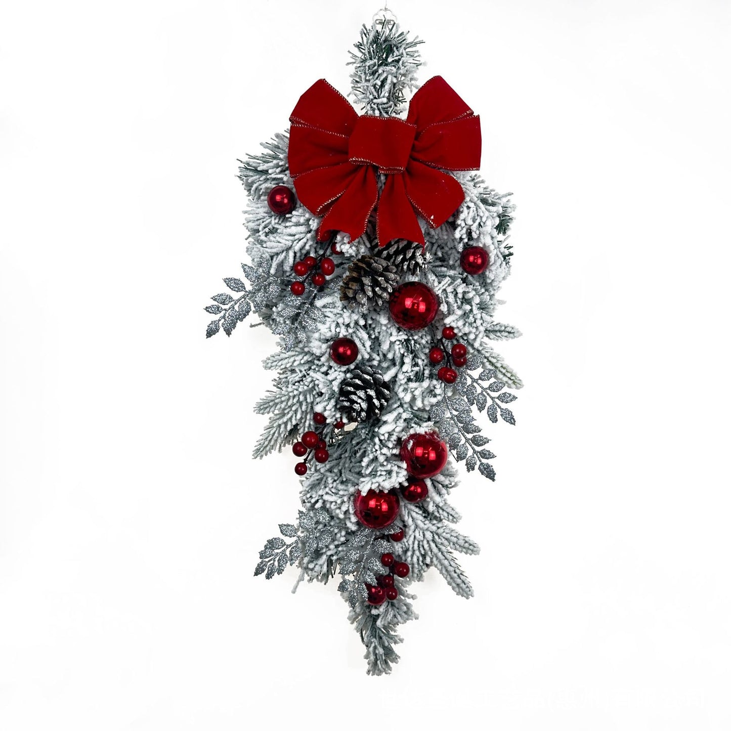 Christmas flocking Christmas ring wreath door hanging decoration Christmas wreath rattan pendant European and American home decoration