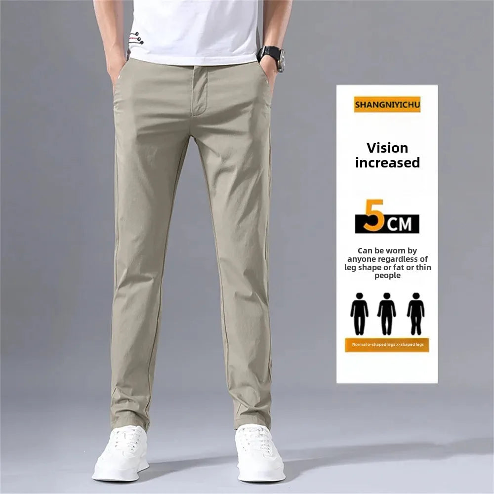 Ice silk casual trousers, men's summer thin trousers, sun protection, quick-drying straight, stretch cargo pants, abrasion resistant work pants