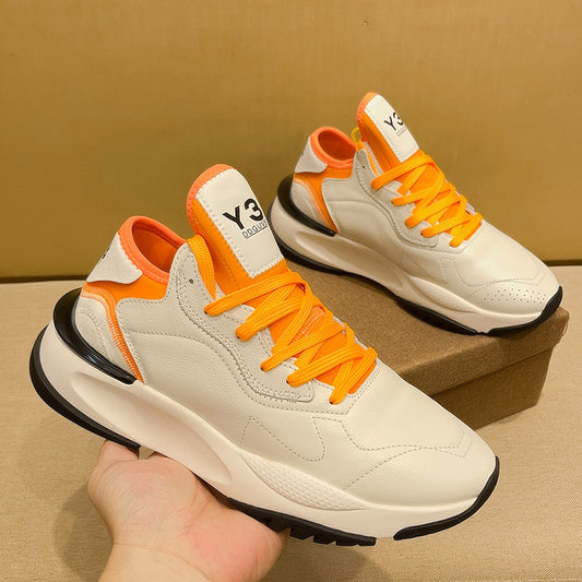 The new trendy brand Y3 Black Samurai Thick-soled Daddy Shoes Men's Tide Versatile Summer Breathable Leather Sneakers Men's Shoes