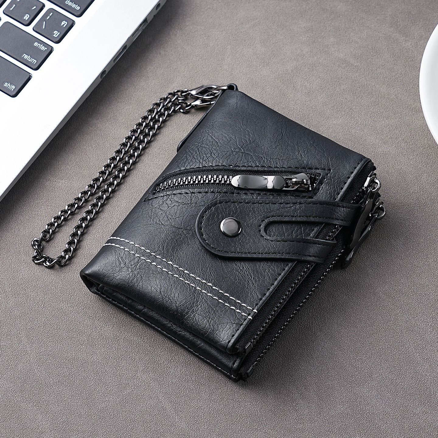 Cross-border dropshipping wholesale men's wallet multi-color PU leather short zipper buckle wallet new wallet coin purse