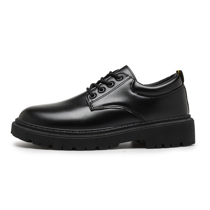Autumn new leather shoes men's casual derby shoes formal business wedding groom feet wide head Hong Kong style suit trendy shoes