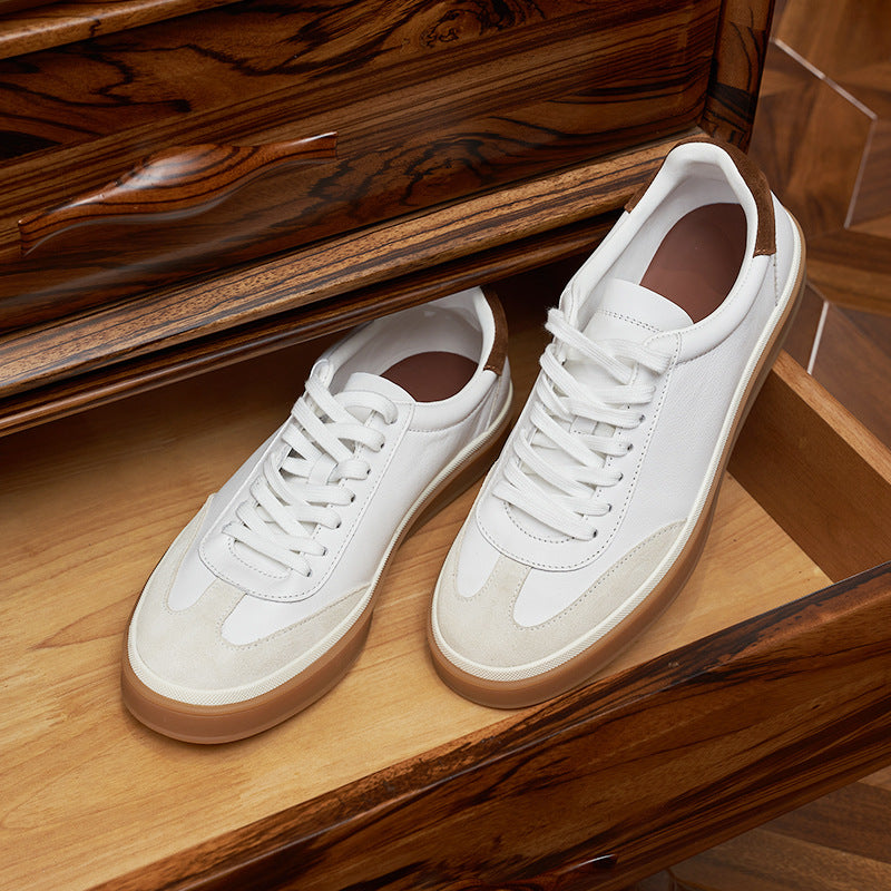 New men's German training shoes leather lace-up color-blocked flat small white shoes versatile casual outdoor sports board shoes men