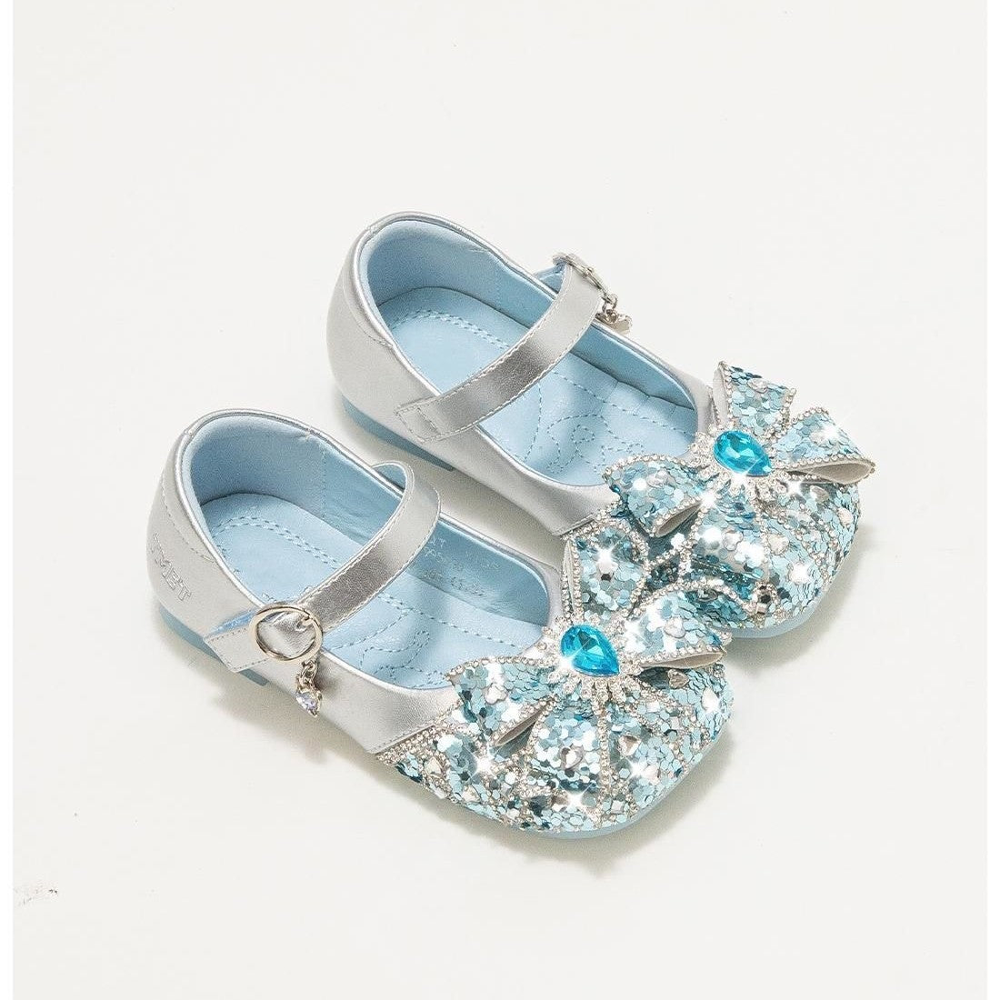 Girls' Princess Shoes 2025 New Spring/Summer Girls' Shoes Fashionable Small Leather Shoes Soft-Soled Girls' Autumn Blue Crystal Shoes