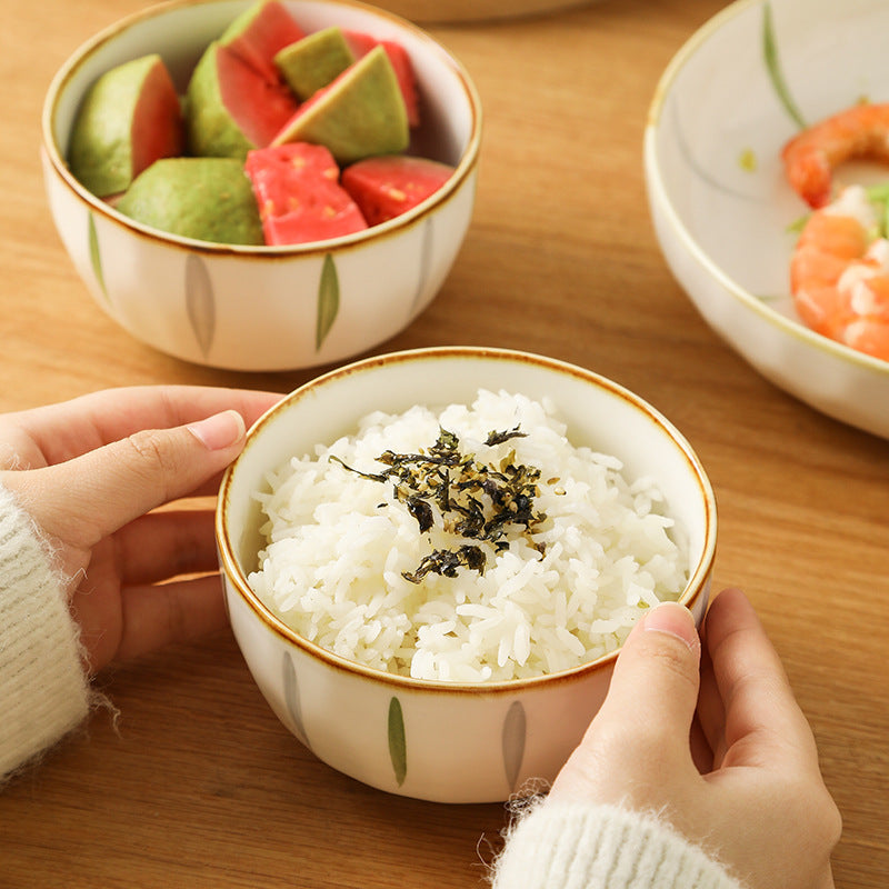 Japanese Style Fresh Rice Bowl Household Underglaze Color Tableware 2024 Amazon Hot Selling Bowl New High-value Tableware Noodle Bowl