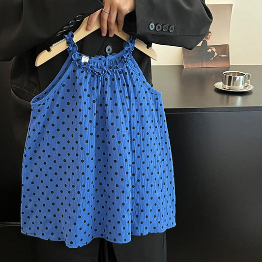 Korean version of girls' summer sundress 2025 new little girl fashionable foreign style suspender breathable skirt polka dot dress