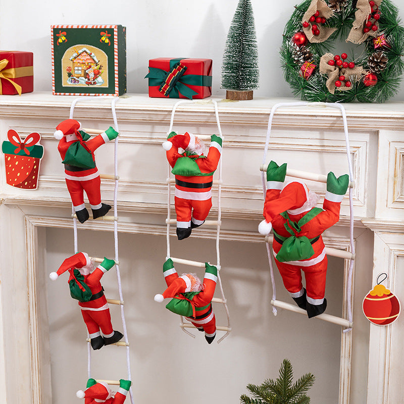 Cross-border Christmas Static Ladder Santa Claus Pendant Shop Window Decoration Christmas Tree Pendant Gift