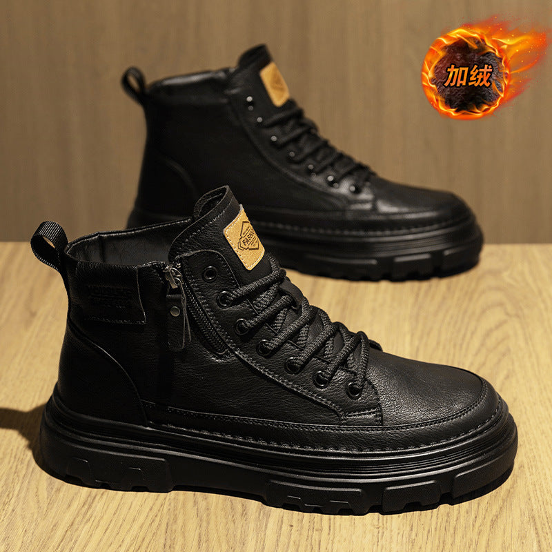 Men's shoes 2025 fall/winter new high-top retro cargo shoes men's outdoor platform casual Martin boots are trendy and universal