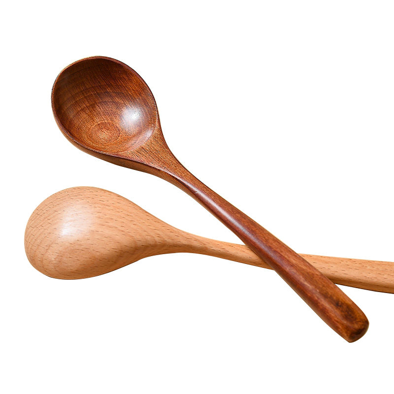 Japanese-style wooden spoon long handle wooden soup spoon for eating, drinking soup ramen wooden spoon long handle high-value wooden dry rice spoon