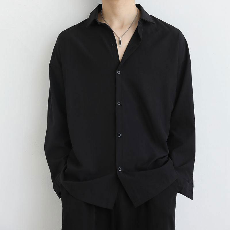 Spring and autumn shirts, men's black shirts, drape, non-iron, loose long-sleeved, handsome, casual design, manufacturers wholesale