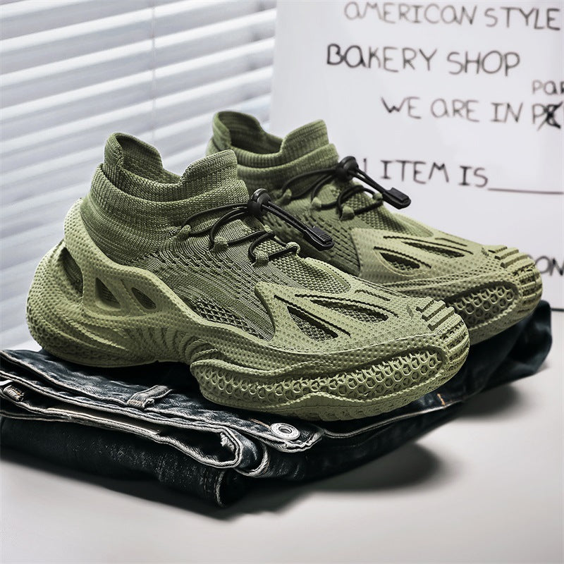 2025 Summer and Autumn New Men's Shoes Mesh Breathable Men's Shoes Personality Trend Flying Woven Shoes Men's Live Broadcast Trendy Shoes Wholesale