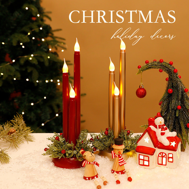 Amazon Hot Selling Christmas Candle Night Light Ornaments Creative Christmas Table Decoration Candle Holder Ornaments In Stock