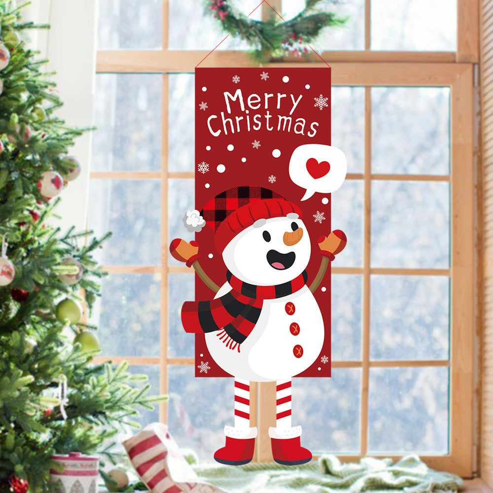 Cross-border classic plaid Christmas flag decoration couplet lantern elf family restaurant KTV shopping mall holiday decoration