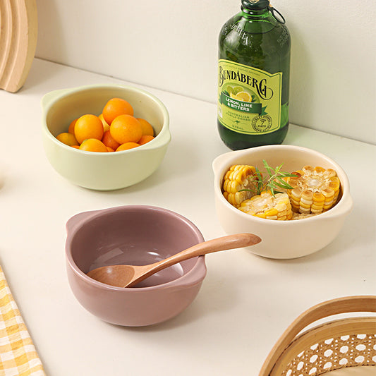 2024 new ins ceramic rice bowl glossy simple yogurt bowl breakfast bowl household steamed egg bowl small fresh tableware