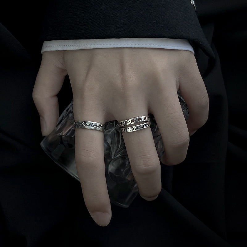 Retro male tide ring ins single ring hip-hop student index finger opening adjustable male personality ladies ring