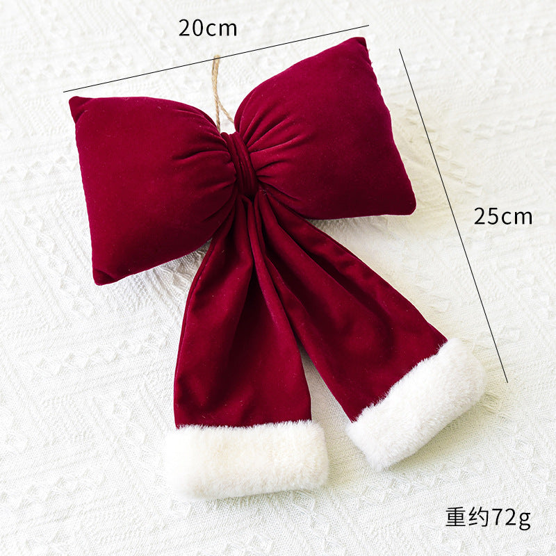 Amazon Cross-border Christmas Korean Large Fleece Finished Product Three-Dimensional Christmas Bow Hotel Christmas Tree Decoration