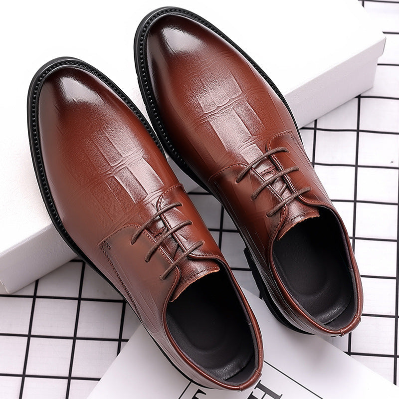 Leather shoes men's new business formal wear casual breathable men's British Korean version pointed toe groom best man wedding shoes