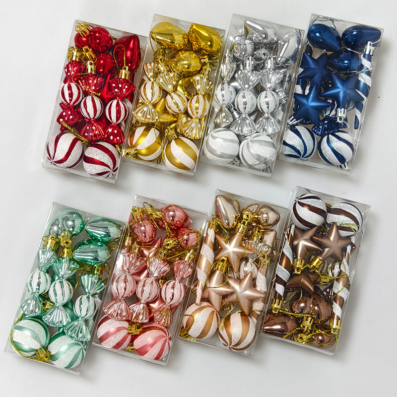 Cross-border new Christmas decoration gift box set, a variety of small painted pendants, Christmas tree gifts, ornaments, party supplies