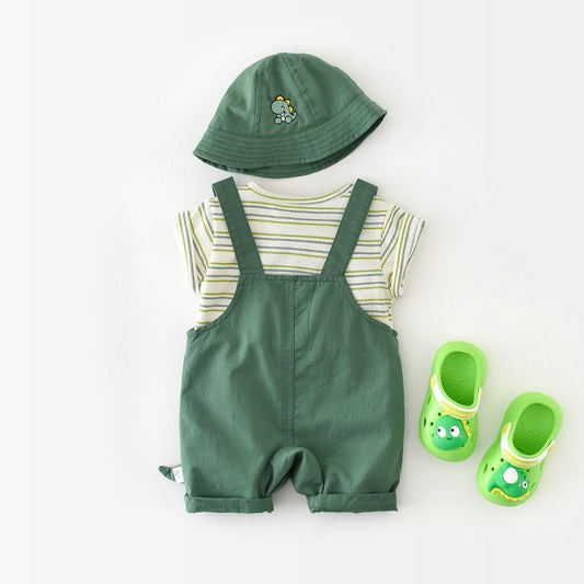 Cute foreign baby clothes, summer short-sleeved trendy baby boys, one-piece clothes, two pieces of outing, clothes and crawling clothes