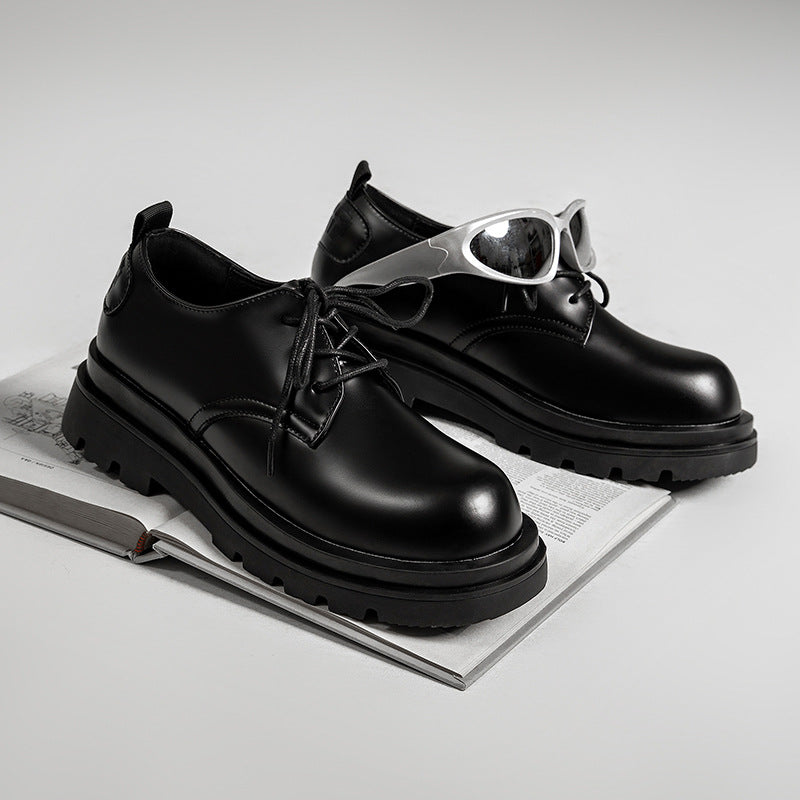 Derby Men's Shoes 2024 British Style Black Casual Leather Shoes Men's Business Formal Wear Big Toe Work Versatile Trendy Shoes