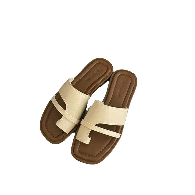 2024 Summer New Slippers Women's Korean Version Retro Simple Slippers Slippers Roman Sandals