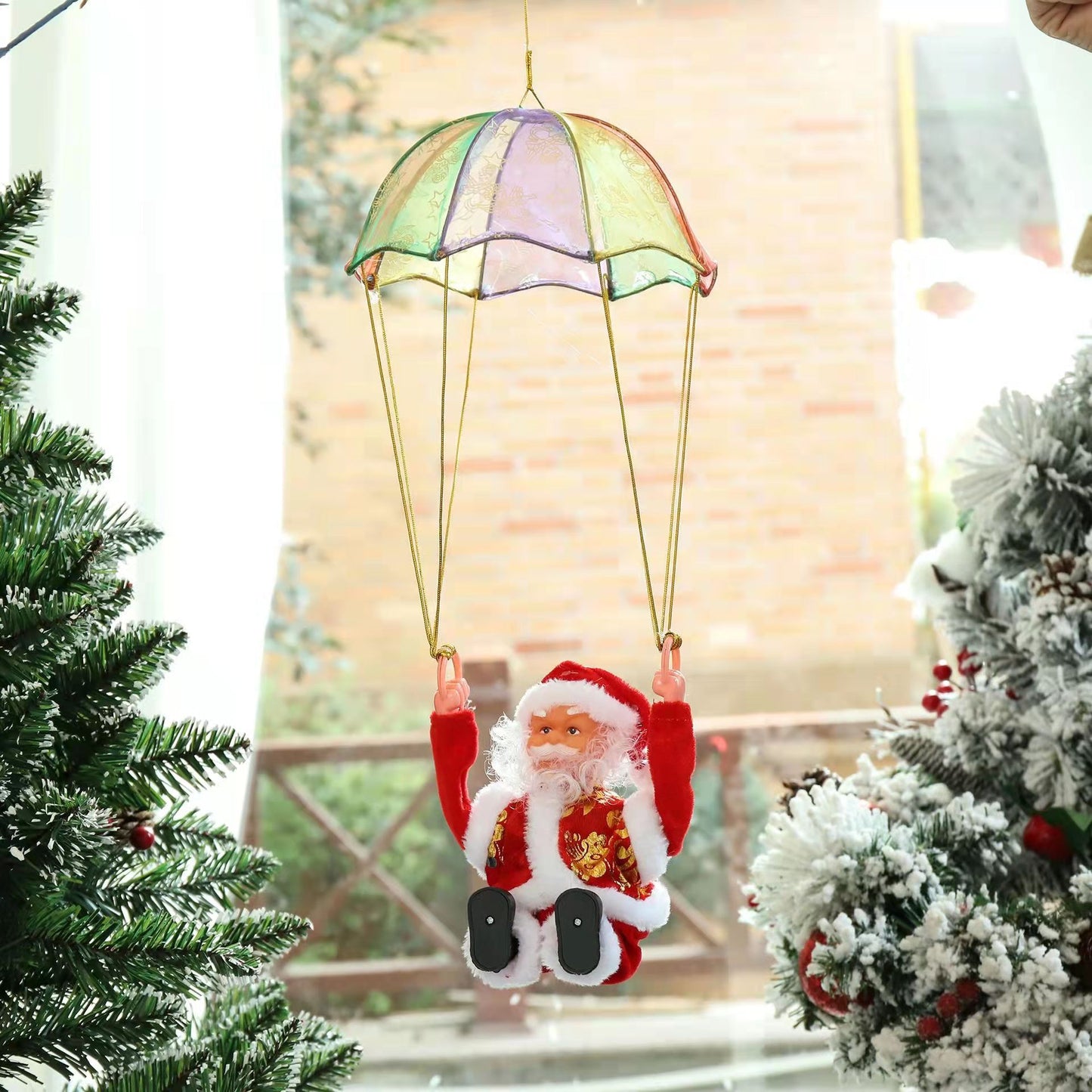 Cross-border Christmas decoration electric climbing ladder Santa Claus climbing beads Santa Claus children's gift shopping mall decoration