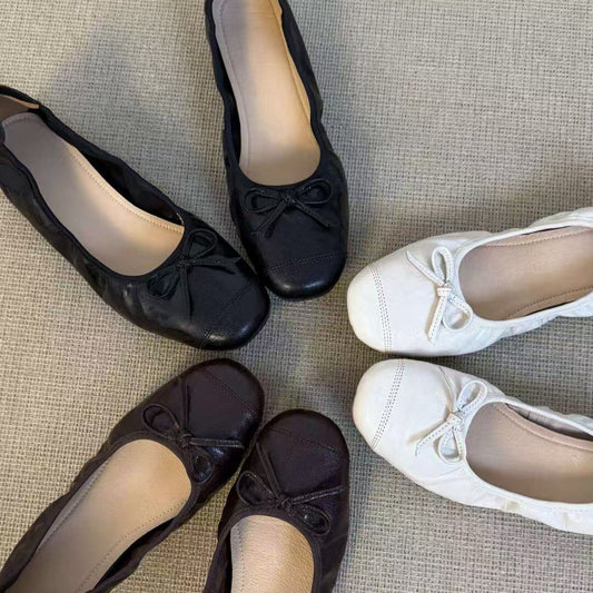 Sheepskin giant soft and comfortable two types of high-heeled French ballet shoes, soft-soled soft-side shoes, women's shoes, versatile single shoes