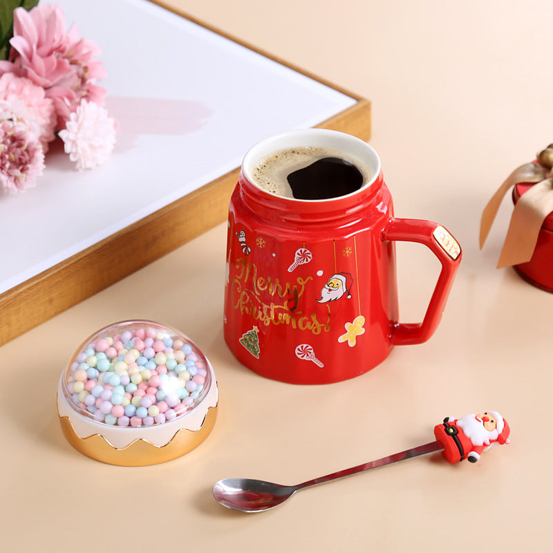 Wholesale ceramic mug Christmas gift box set with lid spoon mug water glass gift souvenir printing gift bone china