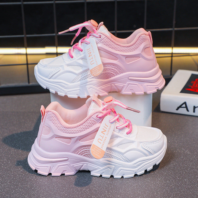 Girls sneakers breathable 2023 summer new Korean version kids net shoes small white shoes schoolgirl running shoes soft sole