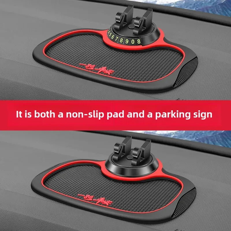 Car car anti-slip mat, mobile phone holder, temporary parking number plate, swan 3-in-1 general purpose car interior supplies