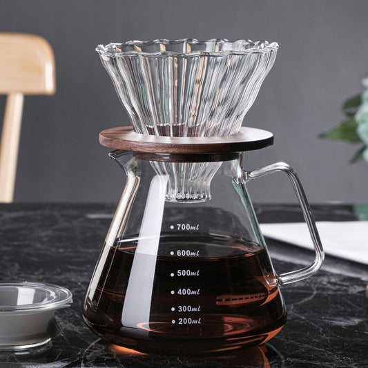High borosilicate heat-resistant glass coffee pot American sharing pot brewing pot stainless steel filter coffee utensils set