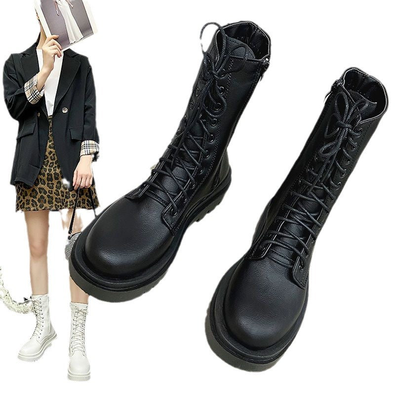 Z35-43 Plus Size Women's Shoes Internet Red Handsome Martin Boots Women's British Wind Medium Thin Boots 41 Thin Biker Boots 4