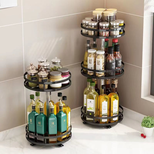 360-degree rotating kitchen seasoning rack household countertop multi-functional seasoning storage supplies shelf dedicated